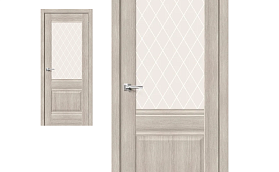 Межкомнатная дверь Браво Эко Шпон Прима-3 Cappuccino Veralinga, стекло White Сrystal