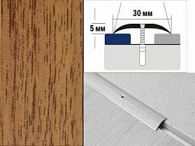 Порог декорированный полукруглый А30 30х5,0 мм Дуб деревенский