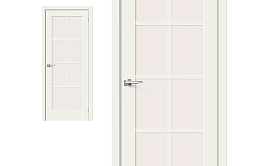 Межкомнатная дверь Браво Эко Шпон Прима-11.1 White Mix, стекло Magic Fog