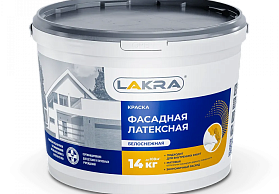 Краска латексная фасадная LAKRA, белоснежная, 3 кг