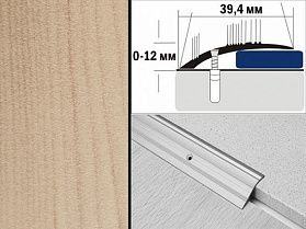 Порог разноуровневый декорированный С4 39,4х12 мм Сосна