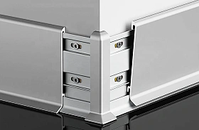 Алюминиевый напольный плинтус Русский профиль, SSZ-80мм анодированный, серебро матовое, в компл с крепежом (5шт) 80х11х2500 мм, 1 м.п.