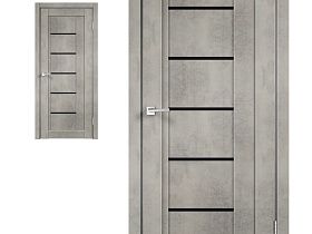 Межкомнатная дверь Velldoris Экошпон NEXT 3 цвет Муар светло-серый стекло Лакобель черное