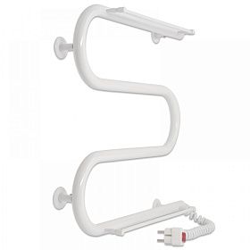 Полотенцесушитель электрический Laris Змеевик М-обр. с 2-мя полками 25 500x500 прав. тэн, белый