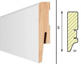 Плинтус Aberhof Art 601 МДФ под покраску (без монтажной планки), 1 м.п.