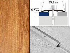 Порог декорированный полукруглый А5 39,5х3,7 мм Дуб бранта
