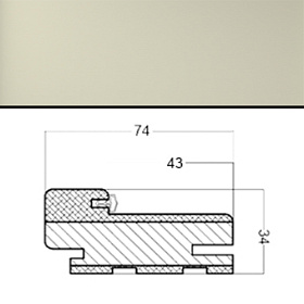 Коробка МДФ телескопическая Тип 60 (четверть 43) 2100х74х34мм для дверей с отделкой эмалью, Слоновая кость
