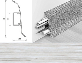 Напольный плинтус Идеал Оптима (пластиковый с кабель-каналом) 267 Клен белый 55/22 мм, 1 м.п.