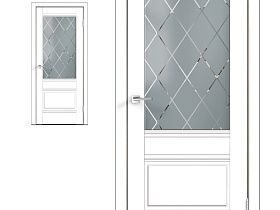 Межкомнатные двери Velldoris Экошпон ALTO 2V  цвет Белый Эмалит стекло РОМБ светлый