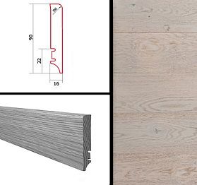 Плинтус Barlinek шпонированный прямой 2200х90х16 мм Дуб pearl, 1 м.п.