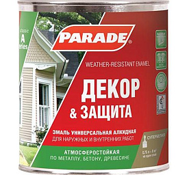 Эмаль Parade Classic А2 Декор & Защита универсальная алкидная полуматовая,  База C 2,5л